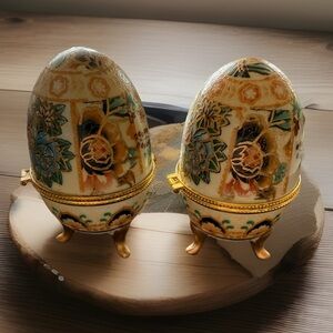 Decorative Egg Trinket Boxes with Floral Design